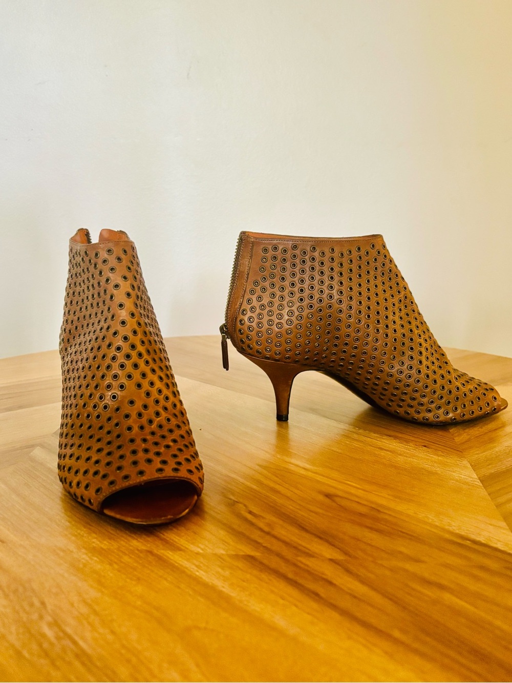Givenchy brown leather open toe ankle boots